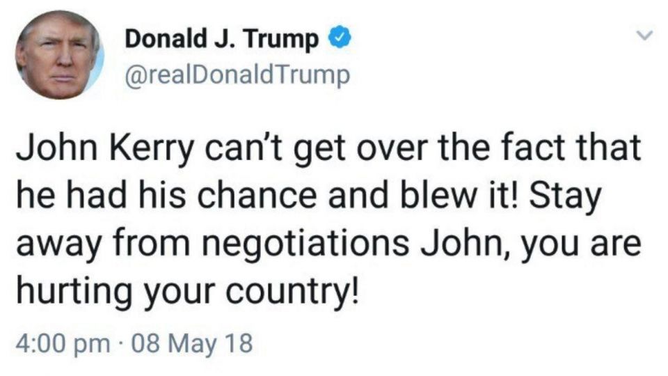 حمله توئیتری ترامپ به جان کری؛ کنار بکش حمله توئیتری ترامپ به جان کری؛ کنار بکش