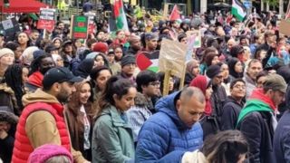 بی‌بی‌سی: هزاران هوادار فلسطین به خیابان‌های انگلیس و اسکاتلند آمدند