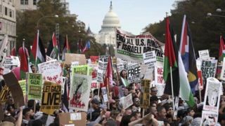 هزاران نفر مقابل کنگره آمریکا برای پایان‌ دادن به جنگ غزه تظاهرات کردند