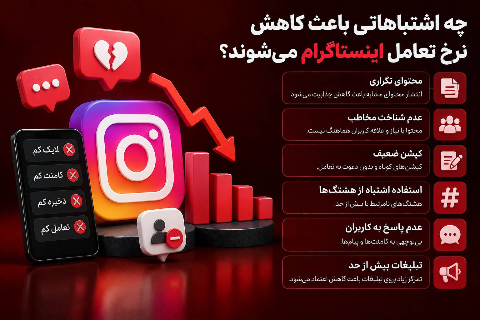 چه اشتباهاتی باعث کاهش نرخ تعامل اینستاگرام می&zwnj;شوند؟