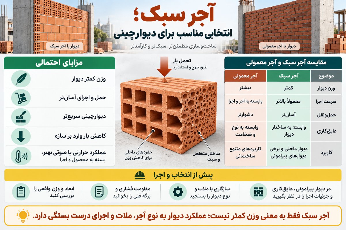 آجر سبک برای دیوارچینی