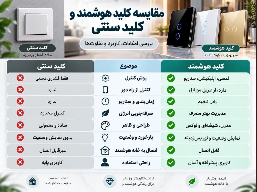 مقایسه کلید هوشمند و کلید سنتی