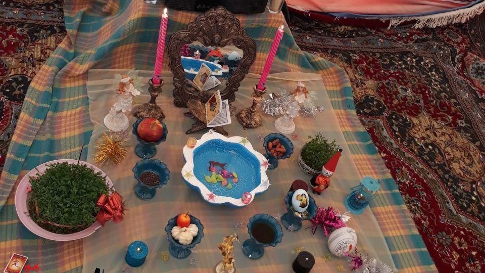 سفره هفت سین زیر چادر شهر زلزله زده سرپل ذهاب 