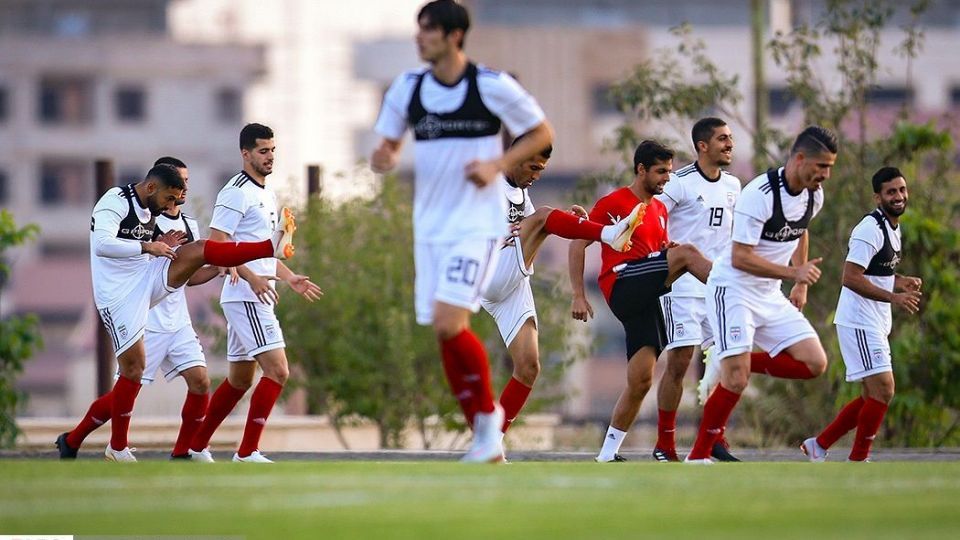تمرین تیم ملی فوتبال با حضور سردار آزمون و رامین رضاییان