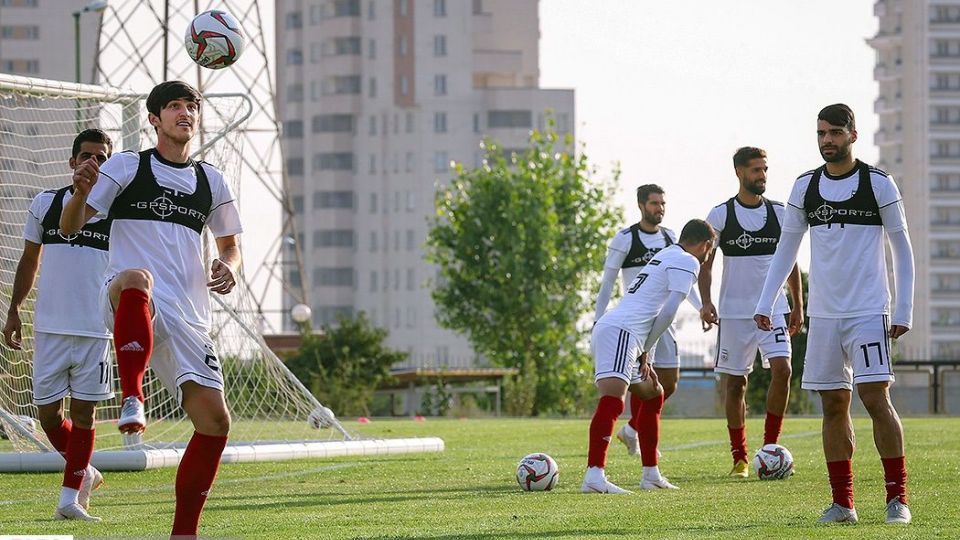 تمرین تیم ملی فوتبال با حضور سردار آزمون و رامین رضاییان