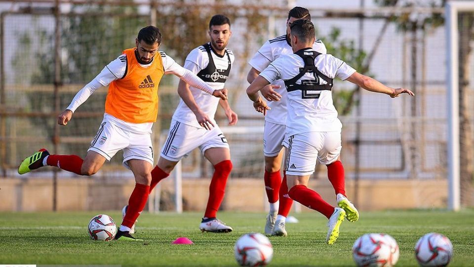 تمرین تیم ملی فوتبال با حضور سردار آزمون و رامین رضاییان