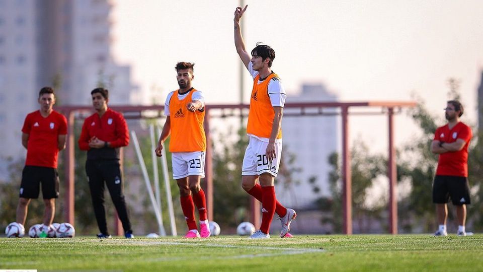 تمرین تیم ملی فوتبال با حضور سردار آزمون و رامین رضاییان