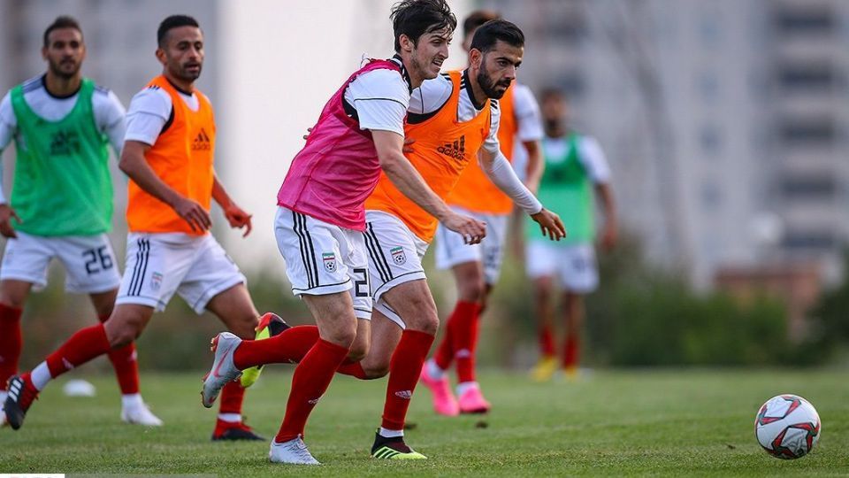 تمرین تیم ملی فوتبال با حضور سردار آزمون و رامین رضاییان