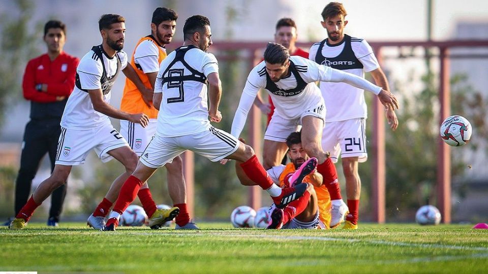 تمرین تیم ملی فوتبال با حضور سردار آزمون و رامین رضاییان