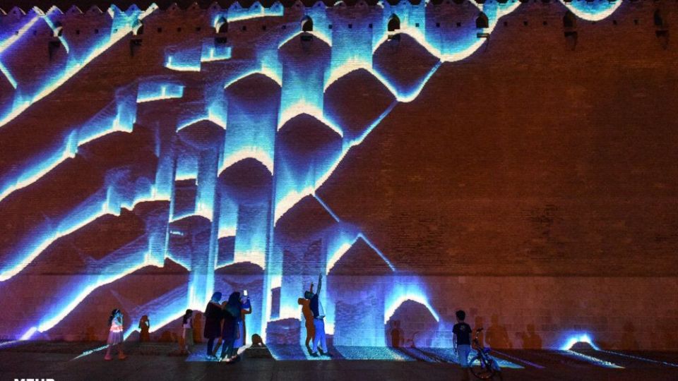 اجرای نورپردازی سه بعدی زیبا در ارگ کریمخان شیراز