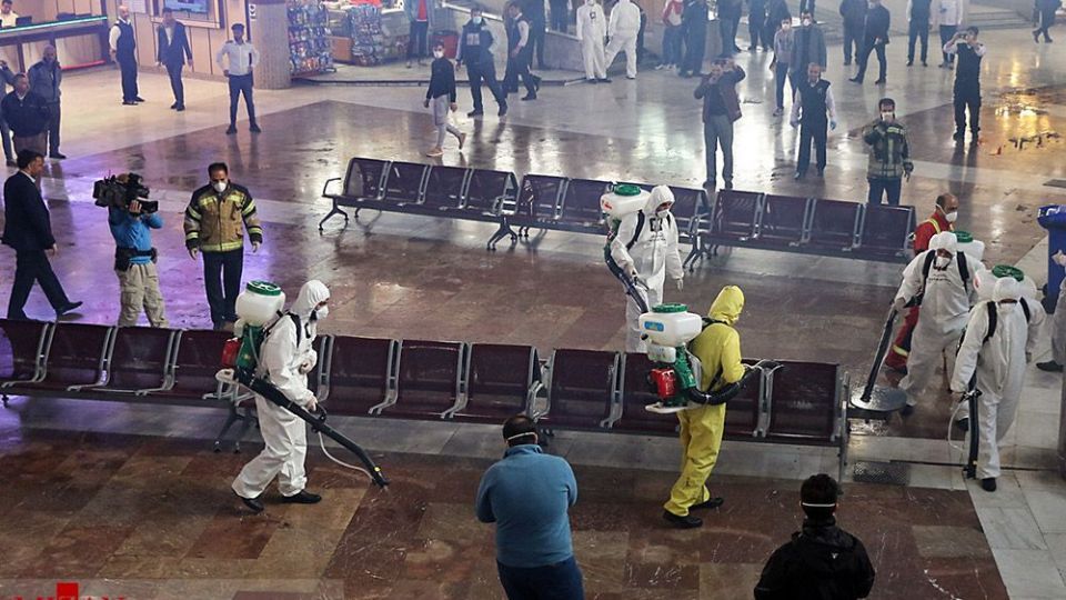  ضدعفونی کردن پایانه جنوب تهران