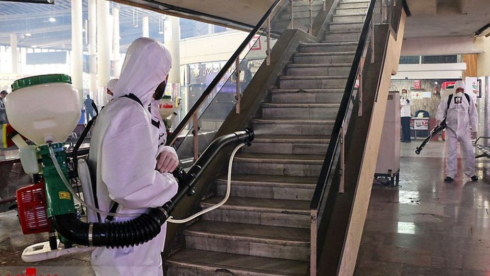  ضدعفونی کردن پایانه جنوب تهران