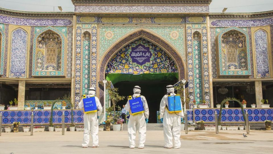 عملیات ضدعفونی در کربلای معلی