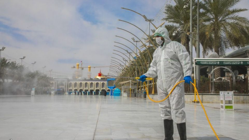 عملیات ضدعفونی در کربلای معلی
