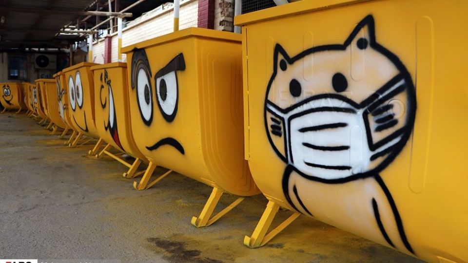 رنگ آمیزی ویژه سطل های زباله در اهواز