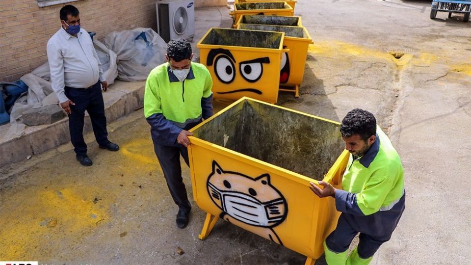 رنگ آمیزی ویژه سطل های زباله در اهواز