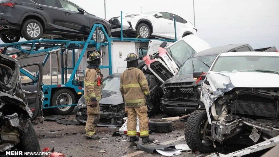 تصادف زنجیره‌ای و مرگبار بیش از ۱۳۰ خودرو در تگزاس