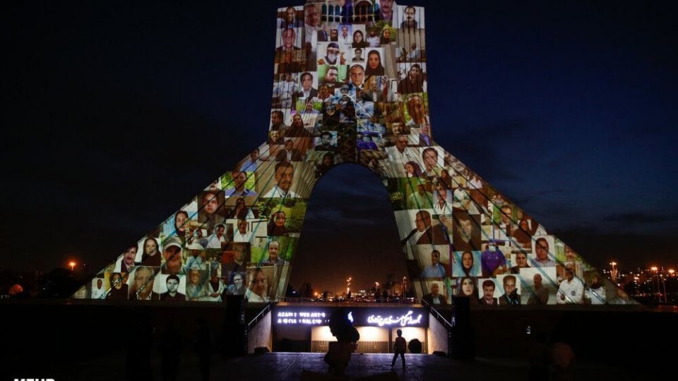 نورپردازی سه بعدی هفته سلامت در برج آزادی