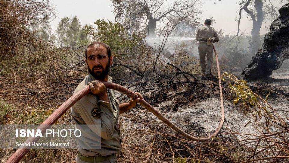 مهار آتش سوزی جنگل کرخه در شوش