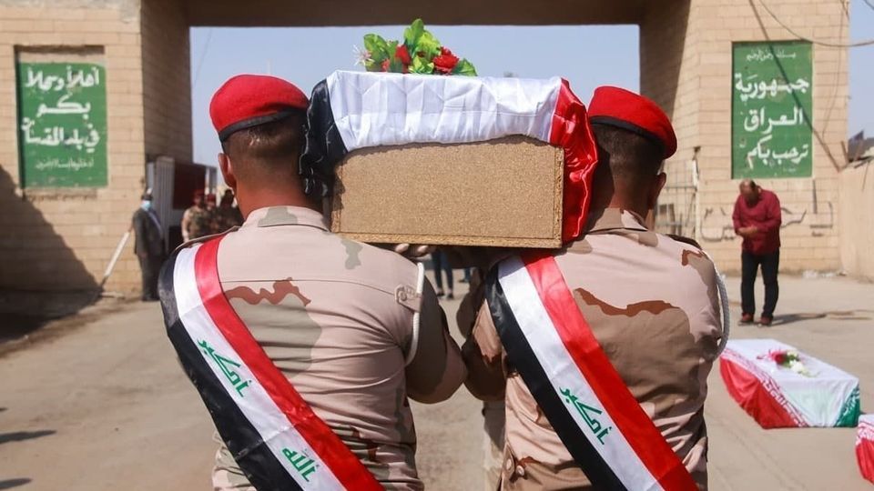 استقبال از ۲۰ شهید تازه تفحص شده جنگ تحمیلی در مرز شلمچه