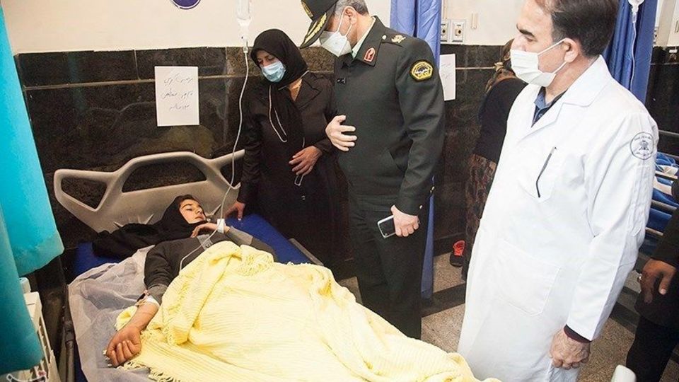 مصدومان حادثه تصادف دانش آموزان در کرمانشاه