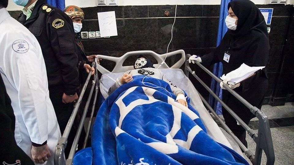 مصدومان حادثه تصادف دانش آموزان در کرمانشاه