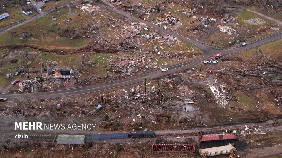 گردباد شدید در «کنتاکی» آمریکا