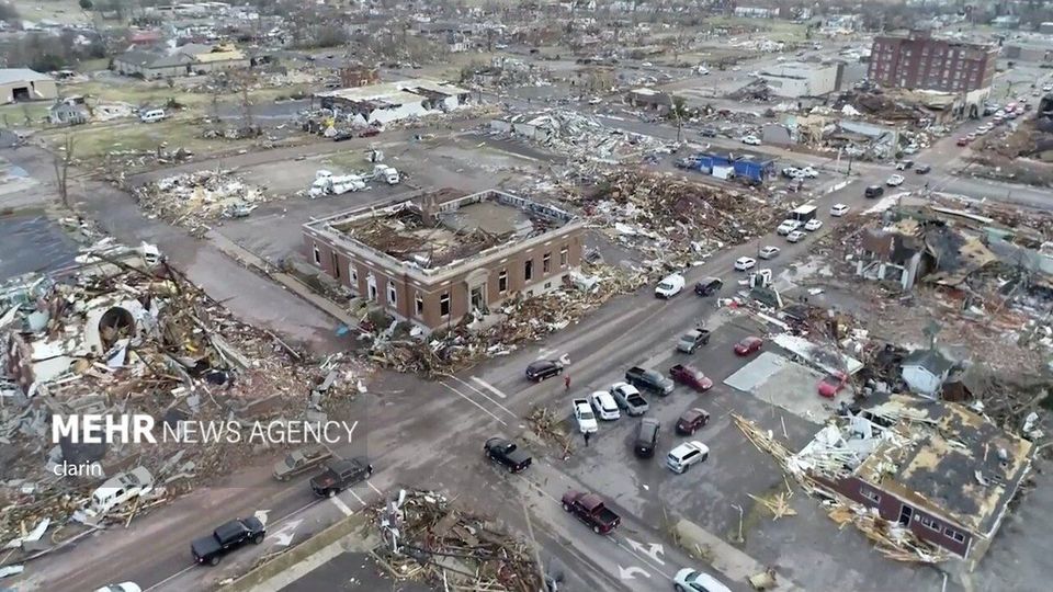 گردباد شدید در «کنتاکی» آمریکا