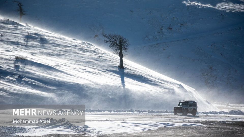 طبیعت برفی جاده اولنگ رامیان