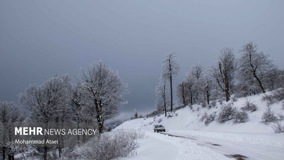 طبیعت برفی جاده اولنگ رامیان