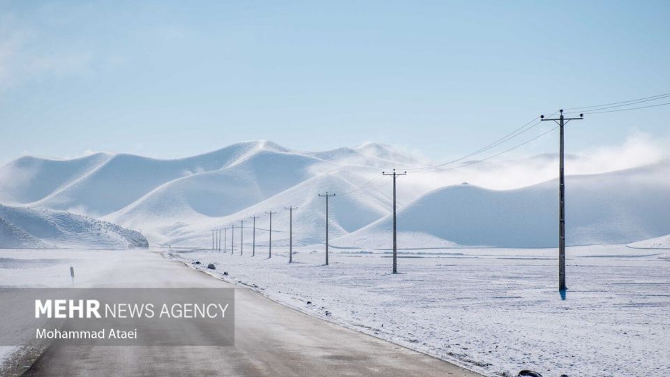طبیعت برفی جاده اولنگ رامیان