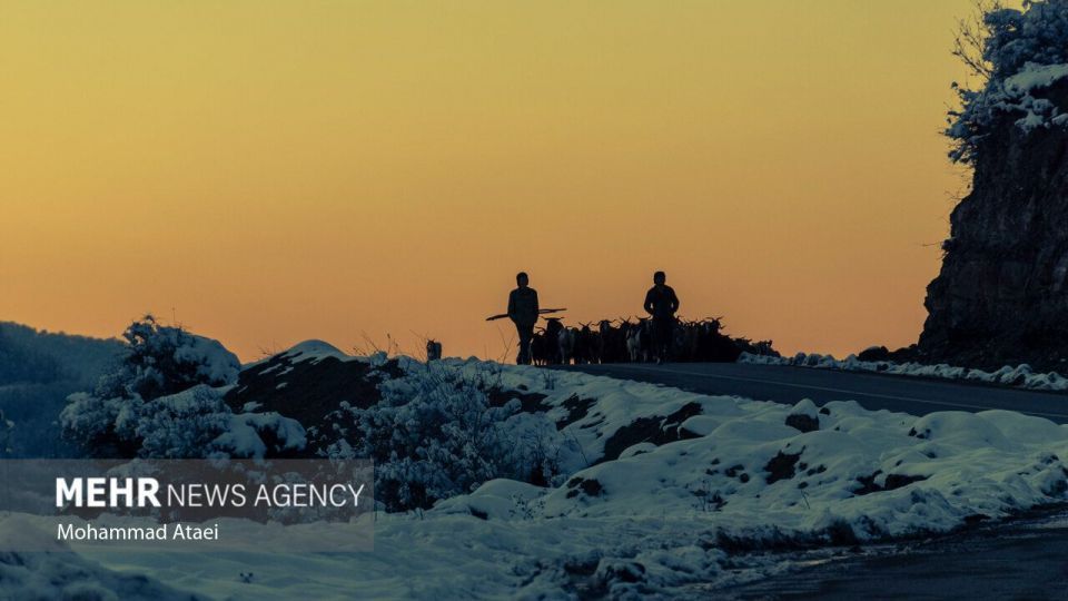 طبیعت برفی جاده اولنگ رامیان