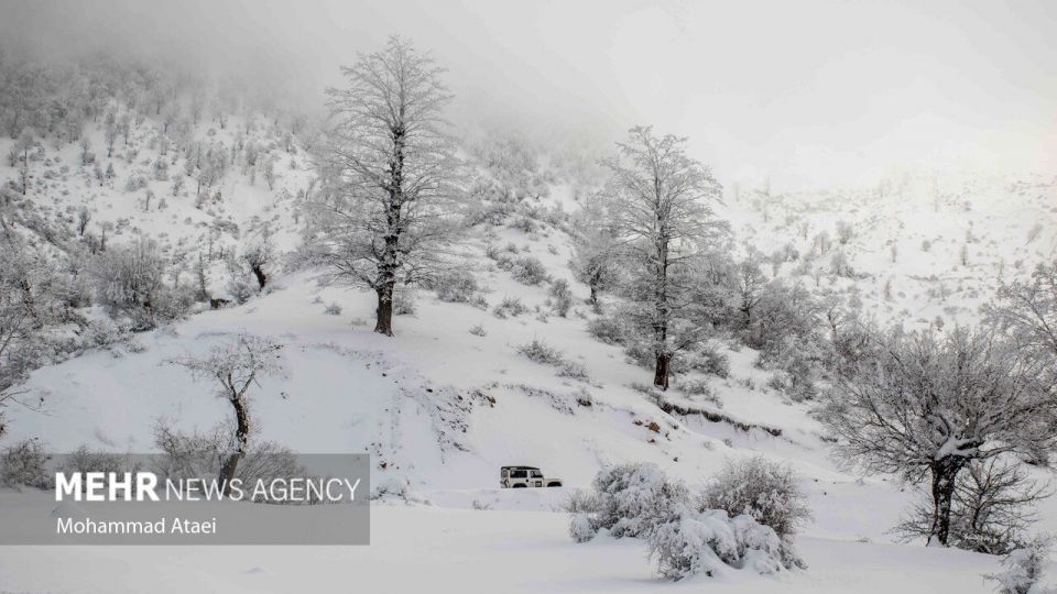 طبیعت برفی جاده اولنگ رامیان