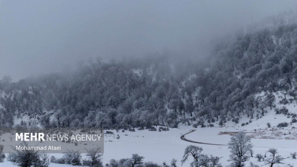 طبیعت برفی جاده اولنگ رامیان