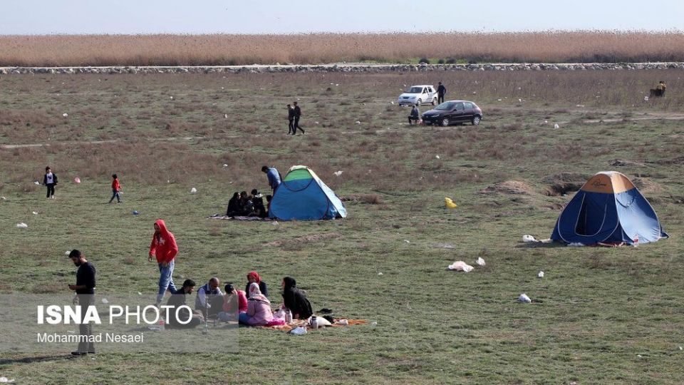 مسافران نوروزی در اسکله بندر ترکمن