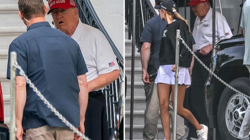 ترامپ درحال رفتن به زمین گلف همراه نوهاش در پی شایعات درباره سلامتی او ترامپ درحال رفتن به زمین گلف همراه نوهاش در پی شایعات درباره سلامتی او