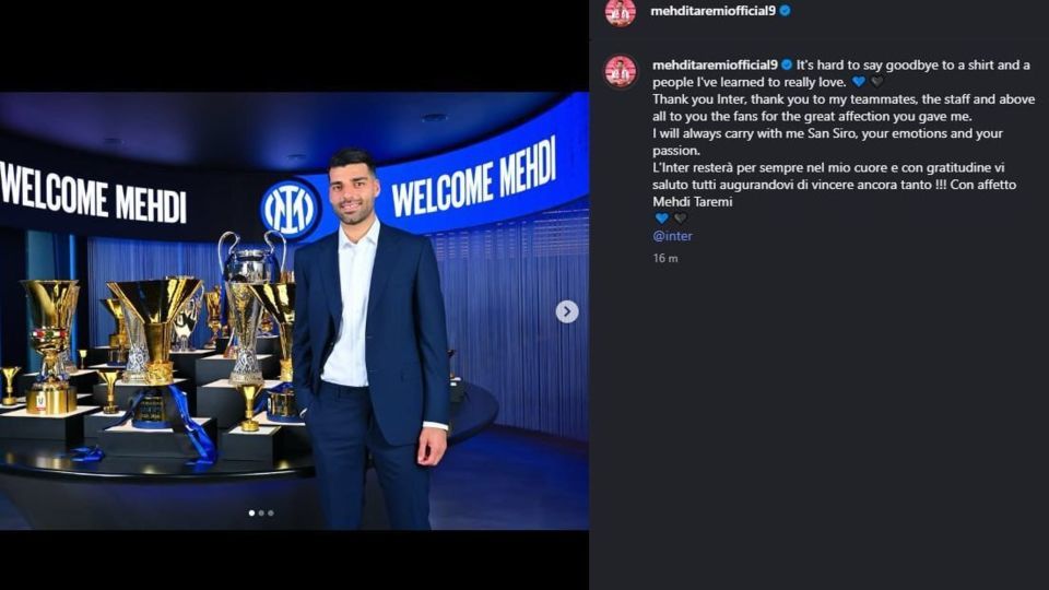 خداحافظی مهدی طارمی با اینتر خداحافظی مهدی طارمی با اینتر