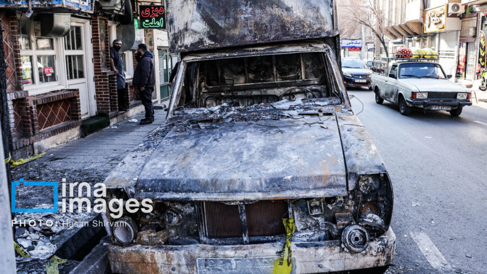 تخریب و آتش‌سوزی اموال شخصی و عمومی در تهران