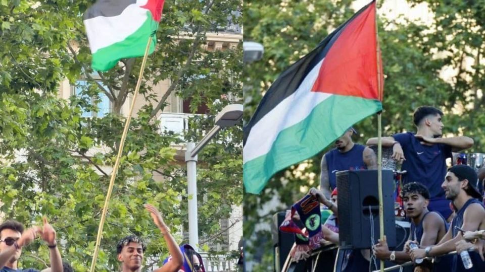 پرچم فلسطین در دستان ستاره بارسا پرچم فلسطین در دستان ستاره بارسا