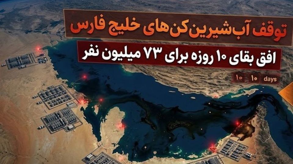 توقف آبشیرینکنهای خلیج فارس؛ بقای ۱۰ روزه برای ۷۳ میلیون نفر توقف آبشیرینکنهای خلیج فارس؛ بقای ۱۰ روزه برای ۷۳ میلیون نفر