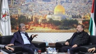 دیدار هیئتی از جنبش حماس با دبیرکل جهاد اسلامی