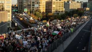 تجمع ده‌ها هزار نیویورکی برای حمایت از فلسطین | پل بروکلین بسته شد