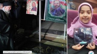 دلجویی رهبر انقلاب از دختر خردسال شهید با حضور سرزده در گلزار شهدای تهران  