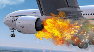 آتش گرفتن یک هواپیما در آسمان آمریکا