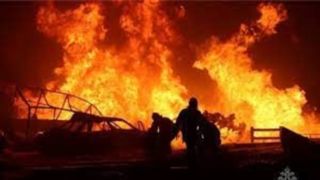  آتش سوزی مهیب در یک مرکز خرید در داغستان روسیه