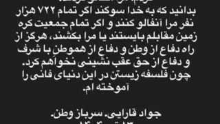 جواد قارایی مستند ساز :هرگز از راه دفاع از وطن عقب نشینی نخواهم کرد