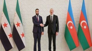 دیدار «جولانی» با «الهام علی‌اف» در باکو+ عکس