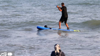 پدل بوردینگ در روزهای مواج خلیج فارس