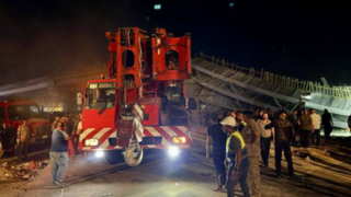 تصاویری از ریزش پل در حال ساخت در کربلای معلی