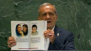 پزشکیان تصاویر شهدای جنگ ۱۲ روزه را در سازمان ملل بهدست گرفت پزشکیان تصاویر شهدای جنگ ۱۲ روزه را در سازمان ملل بهدست گرفت